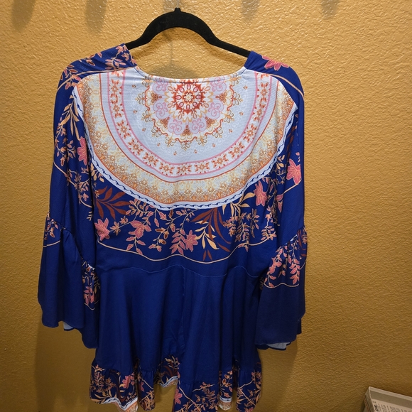 Anthropologie Blue and Pink Floral Tunic - Picture 2 of 13